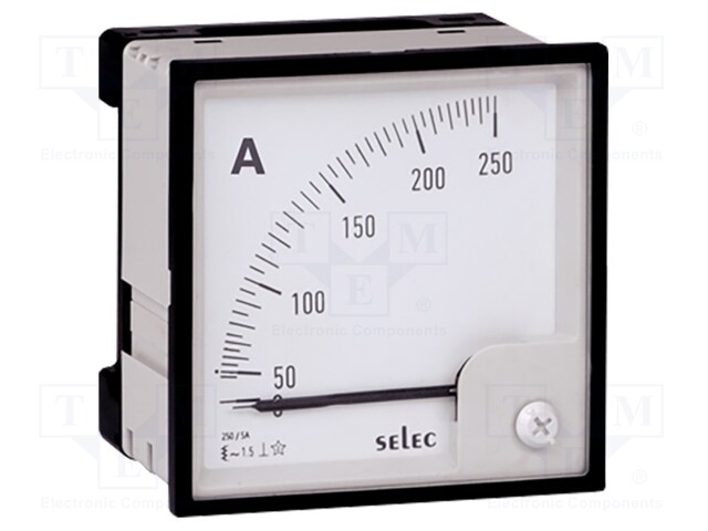 Ammeter; analogue; on panel; Class: 1,5; 50÷60Hz; Features: 90°