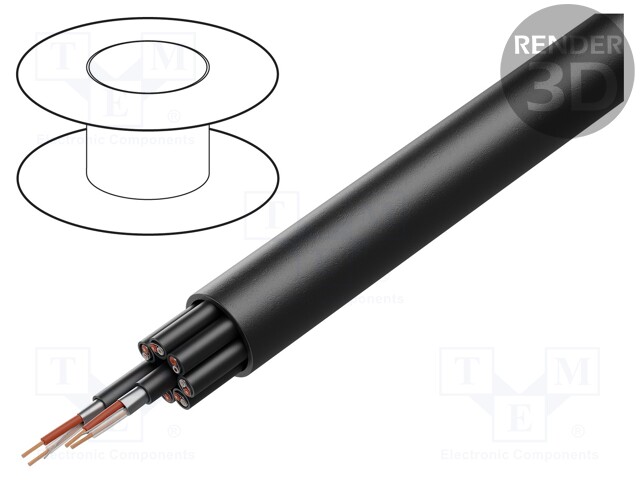 Wire: loudspeaker cable; 4x(2x0,21mm2); stranded; Cu; black; PVC
