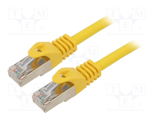 Patch cord; S/FTP; 6a; solid; Cu; LSZH; yellow; 15m; 27AWG