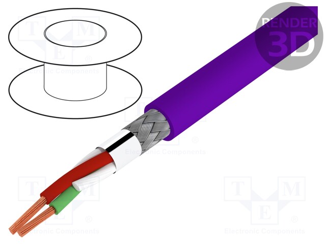 Wire; RS422,RS485,automatics; 1x2x0,64mm2; solid; Cu; PVC; violet