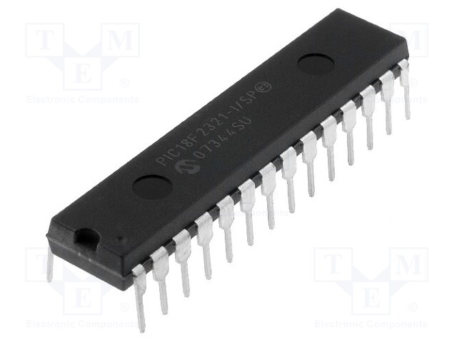 PIC microcontroller; Memory: 8kB; SRAM: 512B; EEPROM: 256B; THT