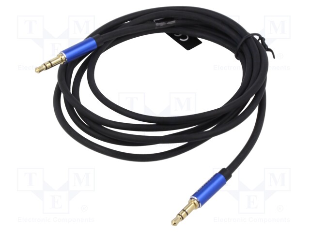 Cable; Jack 3.5mm 3pin plug,both sides; 3m; Plating: gold-plated