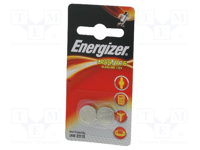 Battery: alkaline; 1.5V; LR44,R1154,coin; Batt.no: 2; Ø11.6x5mm
