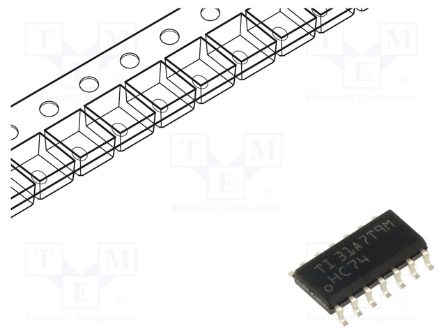 Flip-Flop, 74HC74, D, 15 ns, 60 MHz, SOIC