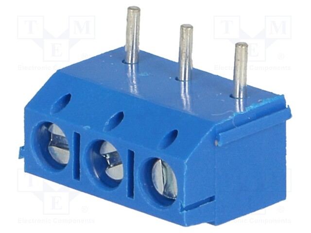 PCB terminal block; straight; 5mm; ways: 3; on PCBs; 1.5mm2; tinned