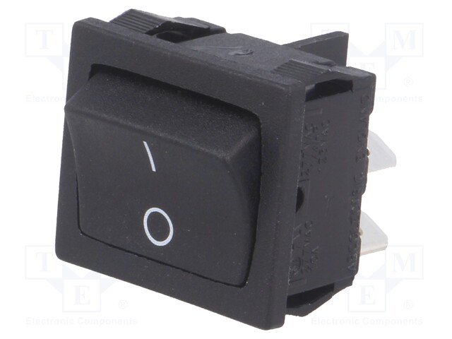 ROCKER; DPST; Pos: 2; OFF-ON; 10A/250VAC; 10A/28VDC; black; none