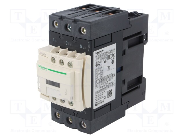 Contactor: 3-pole; NO x3; Auxiliary contacts: NO + NC; 24VAC; 40A