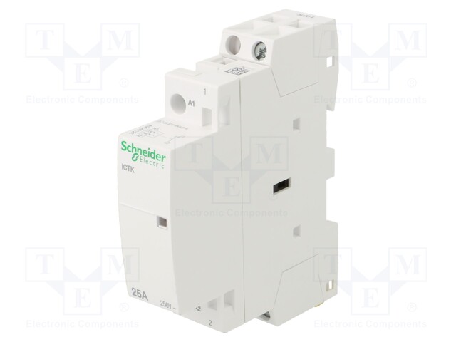 Contactor: 1-pole installation; 25A; 230÷240VAC; NO; IP20; -5÷60°C