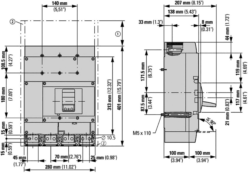 Switch-disconnector; Poles: 4; DIN; 800A; IP20; 1000VDC