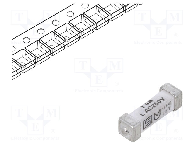 Fuse: fuse; time-lag; 4A; 250VAC; 125VDC; SMD; ceramic; Package: tape