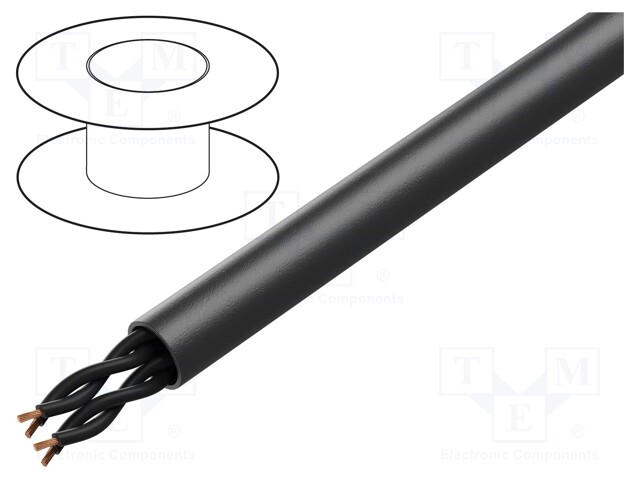 Wire; POWER 1000-YFR-TP; 2x2x1mm2; stranded; Cu; PVC; black