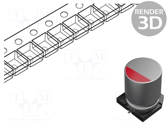 Capacitor: polymer; 820uF; 6.3VDC; ESR: 10mΩ; A765; SMD; ±20%; 2000h