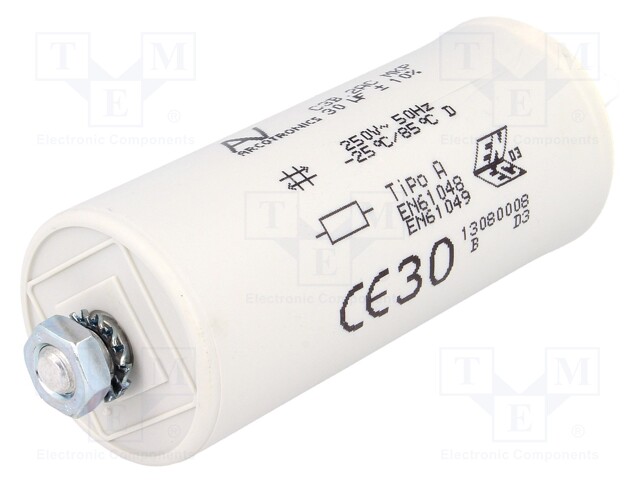 Capacitor: for discharge lamp; 50uF; 250VAC; ±10%; C3B