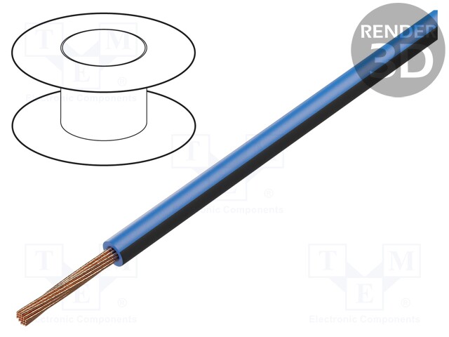 Wire; FLRY-B; 1x1mm2; stranded; Cu; PVC; blue-black; 60V; Class: 5