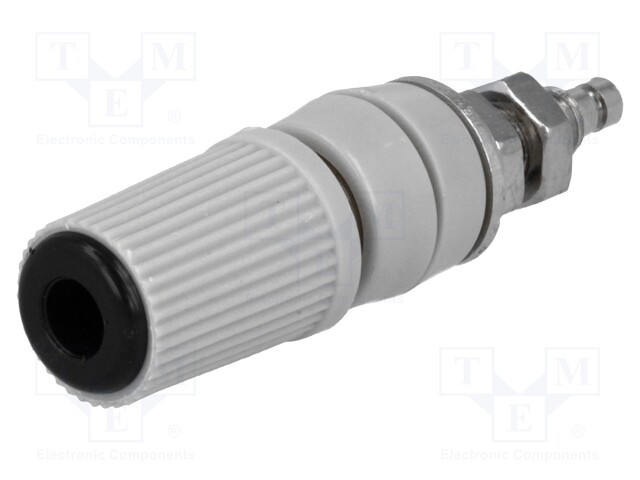 Socket; 4mm banana; 24A; black; nickel plated; screw,on panel