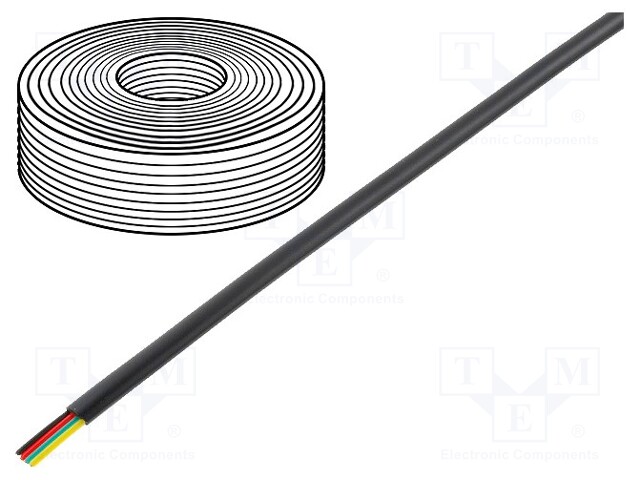 Wire: telecommunication cable; stranded; 4x28AWG; black; 500m