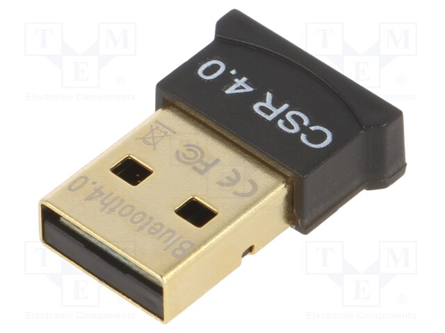 Bluetooth adapter; USB A plug; Bluetooth 4.0; black; 24Mbps; 50m