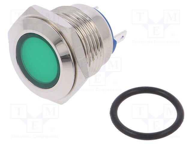 Indicator: LED; flat; 24VDC; 24VAC; Cutout: Ø16mm; brass