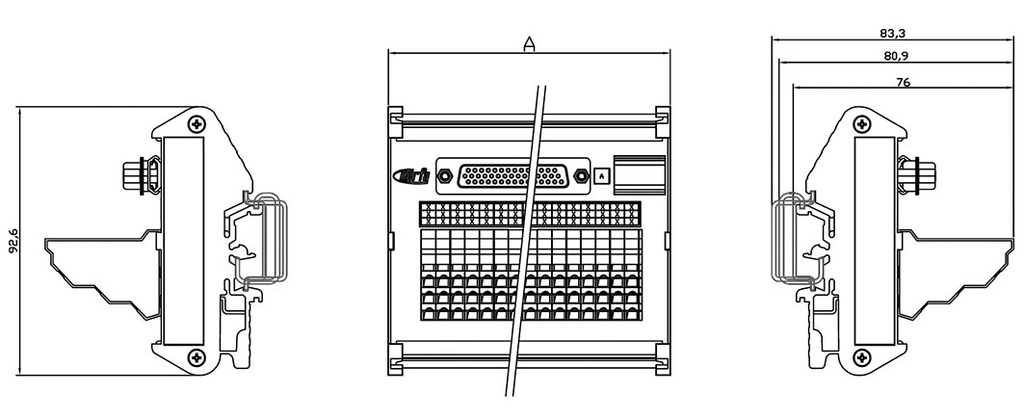 Transition module; Temp: -20÷60°C; W: 122mm; D: 83.3mm; H: 92.6mm