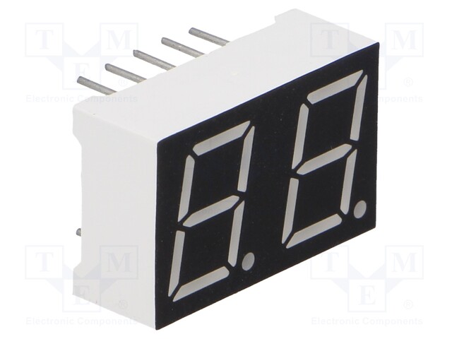 Display: LED; 7-segment; 10mm; 0.39"; No.char: 2; blue; 60mcd