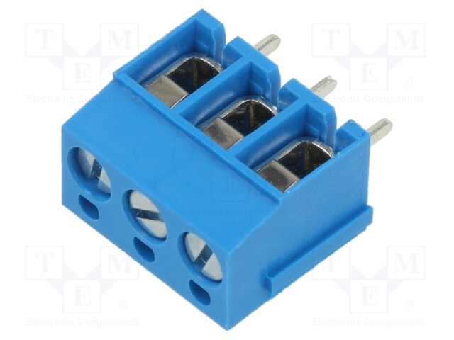 PCB terminal block; angled 90°; 5mm; ways: 3; on PCBs; terminal