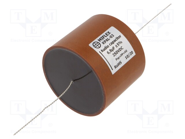 Capacitor: aluminum-polypropylene-paper; 6.8uF; 250VDC; ±5%