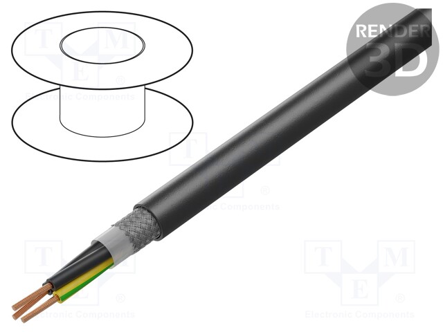 Wire; ÖLFLEX® 409 CP; 3G0,75mm2; tinned copper braid; PUR; black