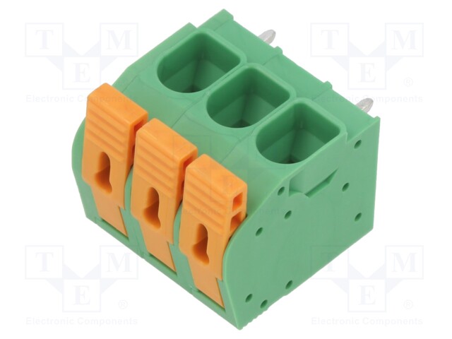 PCB terminal block; 7.5mm; ways: 3; angled 90°; terminal; on PCBs