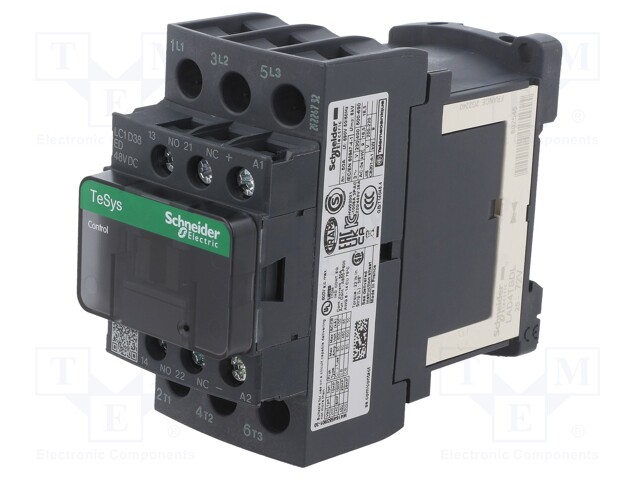 Contactor: 3-pole; NO x3; Auxiliary contacts: NO + NC; 220VAC; 38A