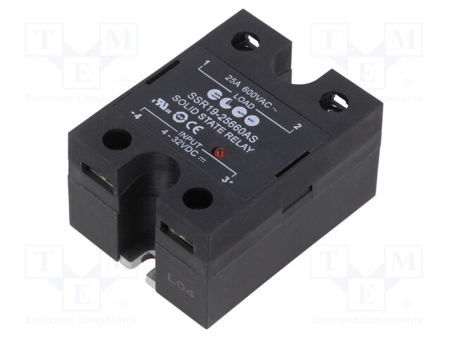 Relay: solid state; Ucntrl: 4÷32VDC; 25A; 48÷660VAC; -30÷80°C