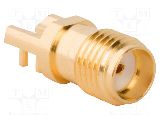 Socket; SMA; female; angled 90°; 50Ω; THT; on PCBs; teflon