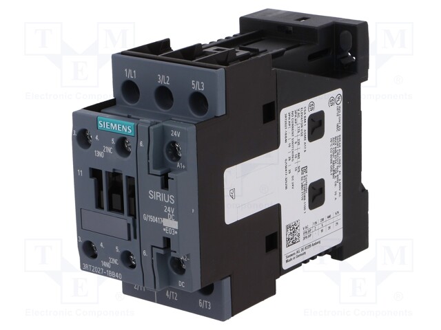 Contactor: 3-pole; NO x3; Auxiliary contacts: NO + NC; 24VDC; 32A