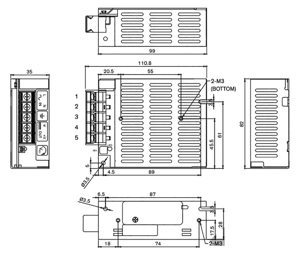 Power supply: switched-mode; modular; 40W; 3.3VDC; 12A; OUT: 1; 340g