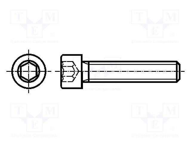 Screw; M4x40; 0.7; Head: cheese head; hex key; HEX 3mm; steel; zinc