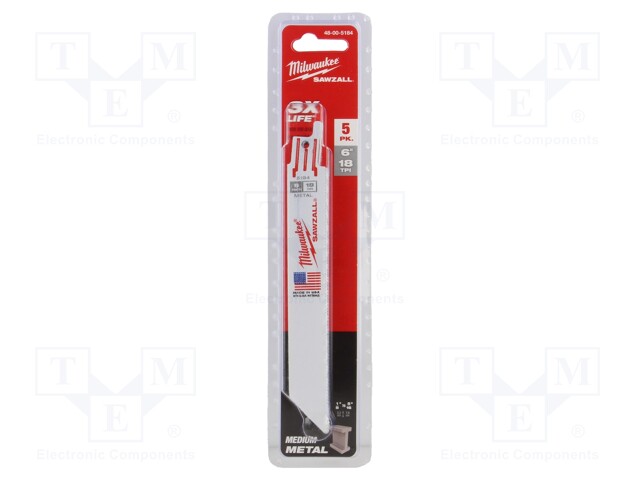 Hacksaw blade; metal; 150mm; 18teeth/inch; 5pcs.