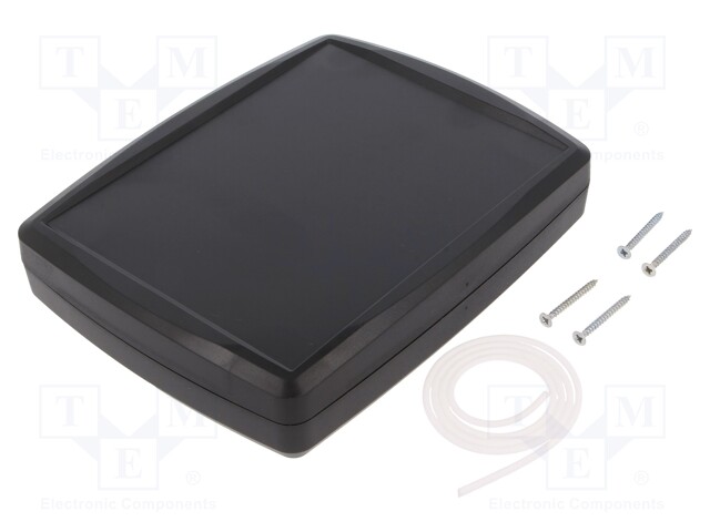 Enclosure: multipurpose; X: 144mm; Y: 184mm; Z: 38mm; ABS; black; IP65