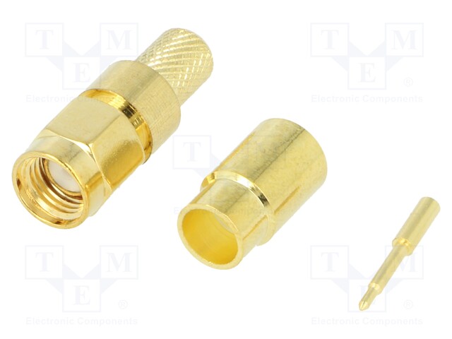 Plug; SMA; male; straight; H155; crimped; for cable; gold-plated