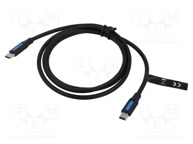 Cable; USB 2.0; USB B mini plug,USB C plug; nickel plated; 0.5m