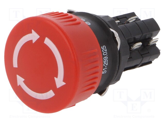 Switch: emergency stop; Stabl.pos: 2; NC x2 + NO x2; 16mm; red