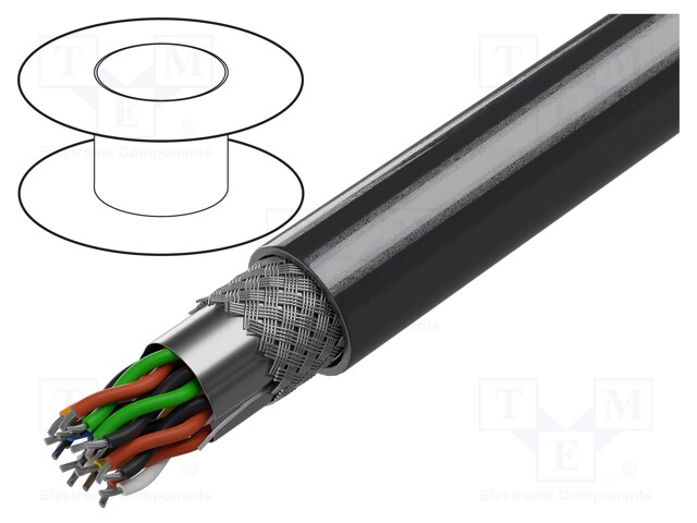 Wire; RS232,RS422; 7x2x28AWG; stranded; Cu; PVC; chrome; 152m; 30V