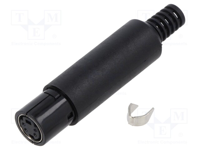 Plug; DIN mini; female; PIN: 4; with strain relief; soldering; 100V