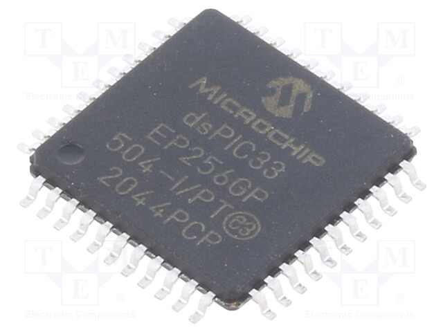 DsPIC microcontroller; SRAM: 32kB; Memory: 256kB; TQFP44; 0.8mm