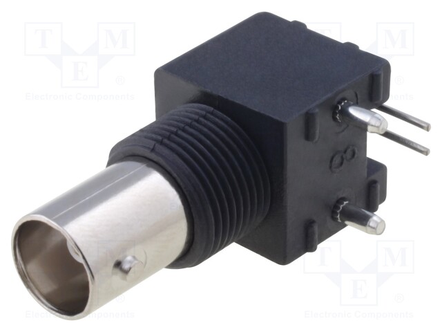Socket; BNC; female; insulated; angled 90°; 75Ω; THT; delrin (POM)