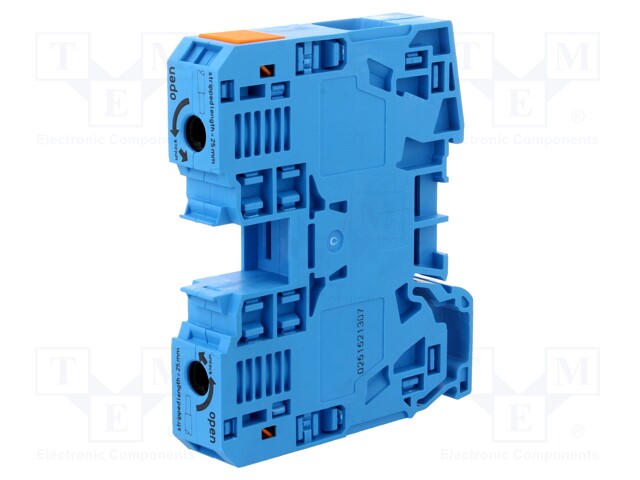 Splice terminal: rail; 6÷35mm2; ways: 1; terminals: 2; blue; 1kV