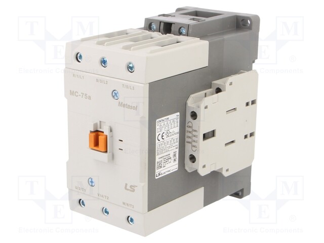 Contactor: 3-pole; NO x3; Auxiliary contacts: NO + NC; 42VAC; 75A