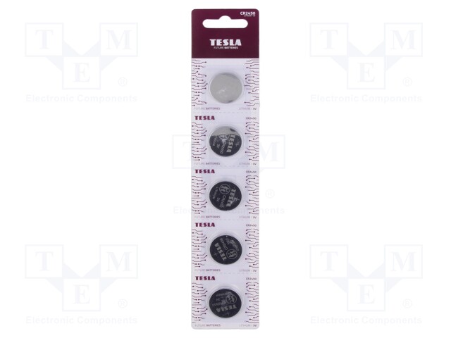 Battery: lithium; 3V; CR2450,coin; non-rechargeable; Ø24.5x5mm
