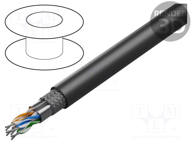 Wire; RS232,RS422; 4x2x24AWG; stranded; Cu; Al-PET foil; PVDF; grey