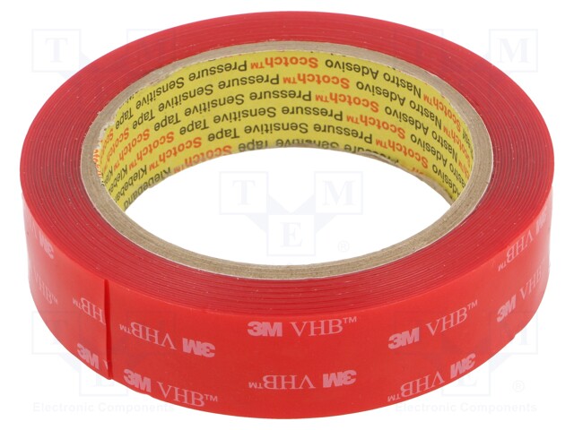 Tape: fixing; W: 25mm; L: 5.5m; Thk: 0.5mm; acrylic; transparent