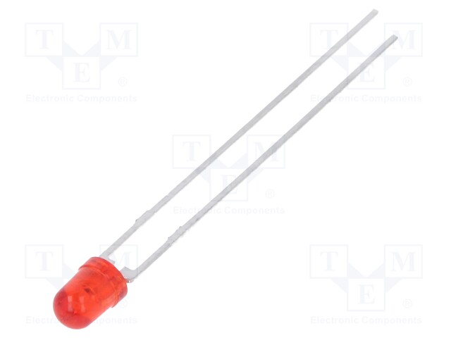 LED; 3mm; red; 10÷15mcd; 22°; Front: convex; Pitch: 2.54mm