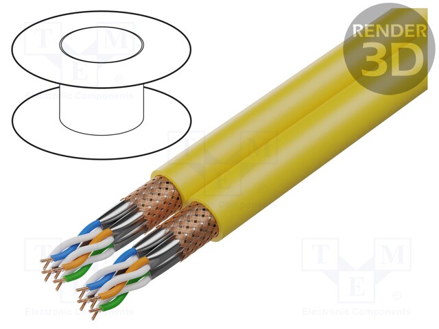 Wire; S/FTP,ETHERLINE® LAN 1000; 7a; solid; Cu; 2x(4x2x23AWG)